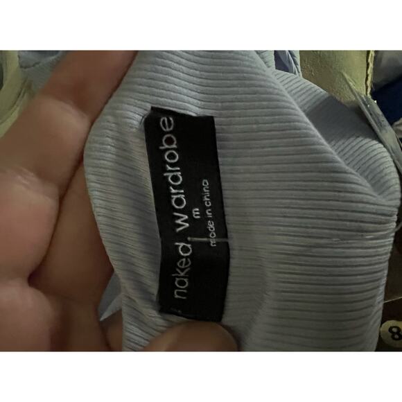 NWT Naked Wardrobe Women's One Shoulder Crop Top Periwinkle Light Blue Size M - Picture 4 of 8